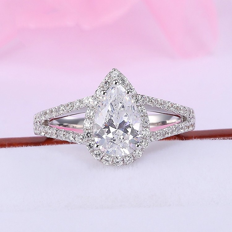 Nhẫn nữ thời trang hạt đá hình giọt nước cực xinh, bạc Ý S925 - N63