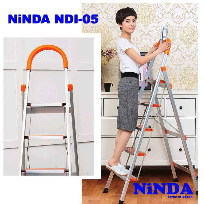 Thang nhôm ghế gia đình NiNDA 4 bậc, 5 bậc, 6 bậc chính hãng