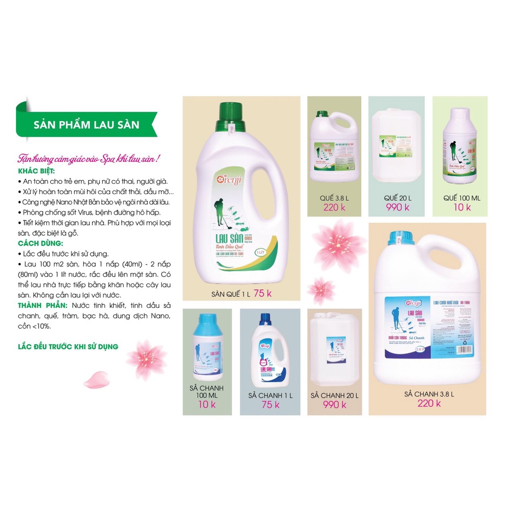 Nước lau sàn tinh dầu quế đuổi côn trùng Orenji 3,8l - công nghệ nano,không hóa chất, an toàn, sạch nhanh, thơm ấm
