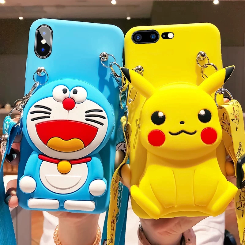 Ốp điện thoại hình Pikachu Doraemon dễ thương cho Apple iPhone 11 Pro max 5 5s Se 6 6s Plus 7 8 Plus X XR XS MAX