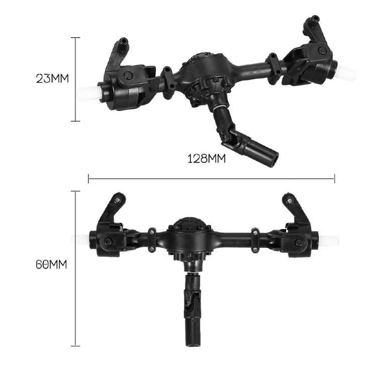 Bộ cầu trước có visai kèm 2 bánh xe và 2 nhíp Cho xe Quân Sự Q60 Q61 1/16 2.4G JJR/C, WPL