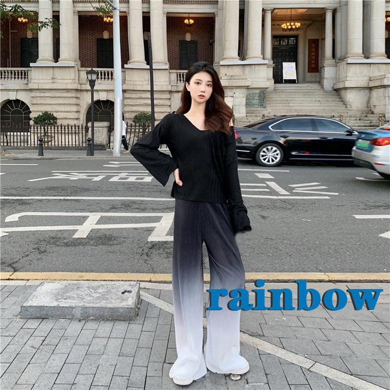 Quần Ống Rộng Palazzo Lưng Cao Xếp Ly Màu Cầu Vồng Thời Trang Cho Nữ | BigBuy360 - bigbuy360.vn