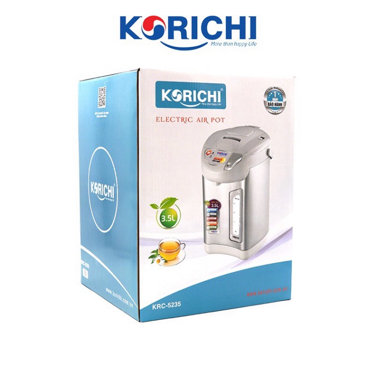 Bình thủy điện đa năng Korichi - 5235, bình thủy inox cao cấp, chống cạn, 2 chế độ bơm (3.5L)