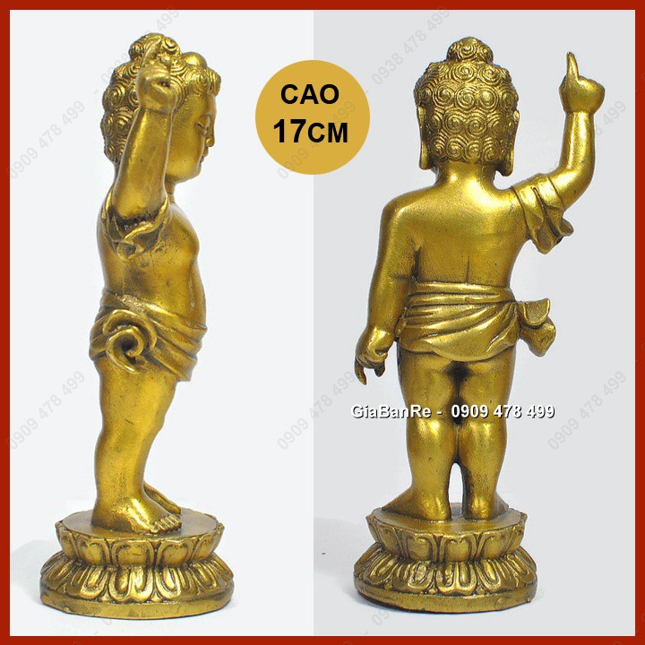 Tượng Đồng Đúc Giả Cổ Phật Đản Sanh - Cao 17cm - 6892