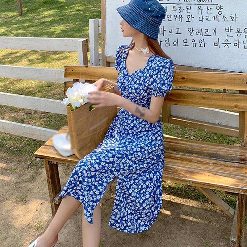 Đầm Maxi Nữ In Hoa Phong Cách Hàn Quốc