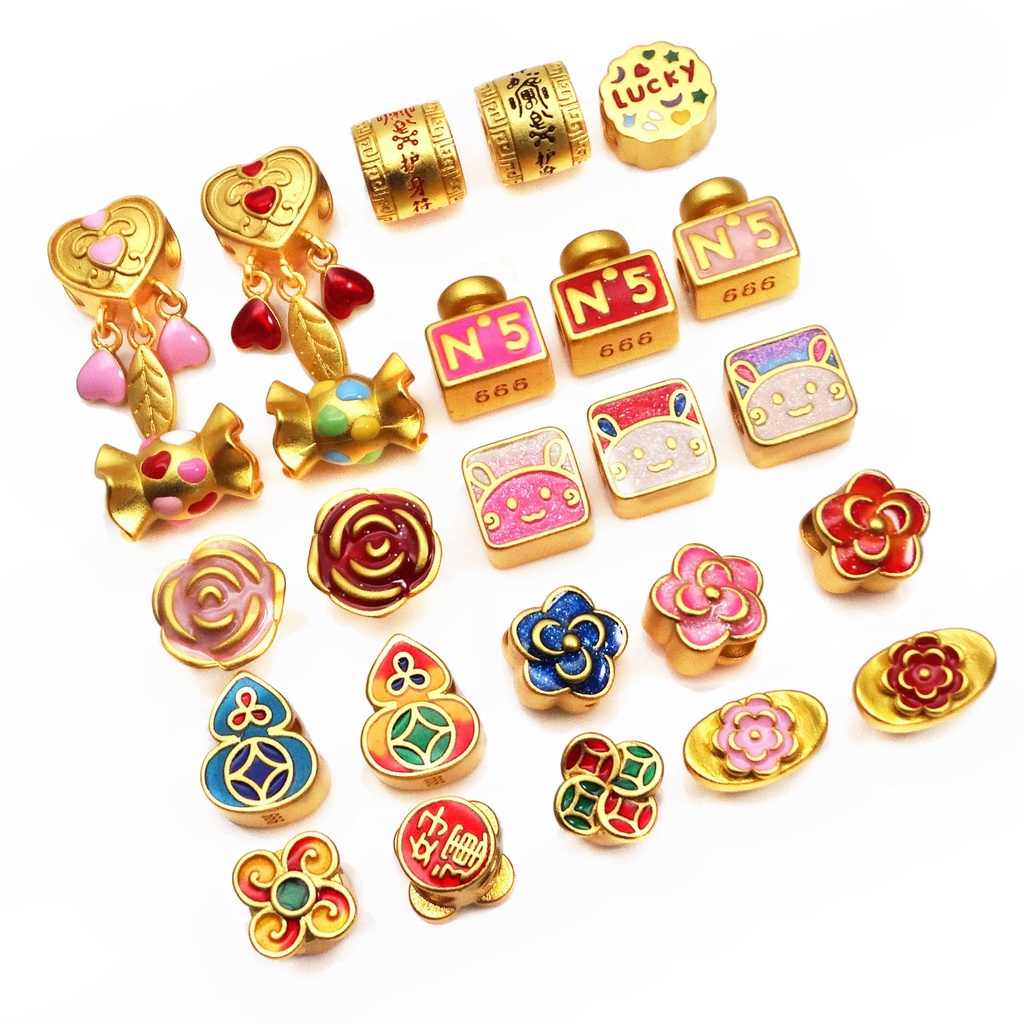 Vòng Tay Dây Xỏ Hạt Charm Mặt Hình Thỏ / Hoa Màu Sắc Ngọt Ngào