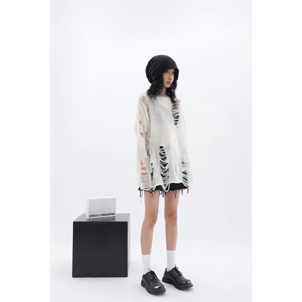 Áo dệt kim tay dài chống chảy xệ phong cách thời trang cá tính mùa hè