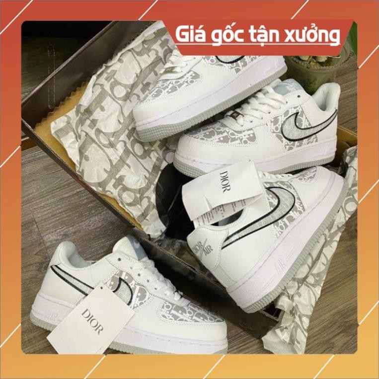 [FreeShip-Hàng Xịn Sale Sốc] giày AF1 Dior X trắng xám phản quang cao cấp, Giày Air Fore One thể thao nam nữ