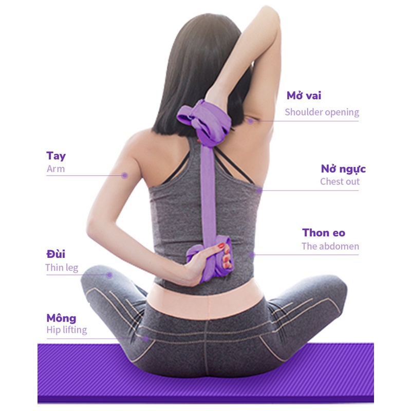Dây đai cotton tập yoga 1,8m, hỗ trợ các bài tập yoga, thể thao, thể hình, gym