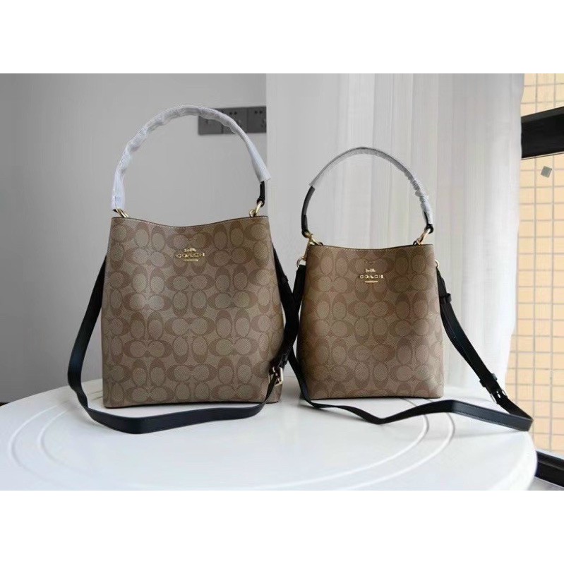 Túi xách Coach bucket 2 size dây đen xuất xịn