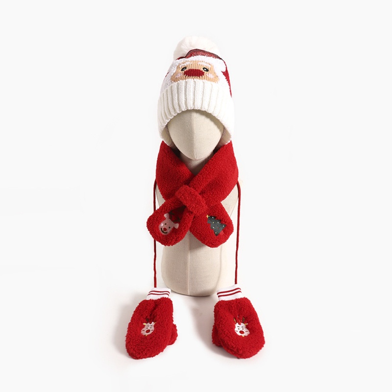 Set Mũ beanie Kèm Khăn Choàng Cổ Và Găng Tay Giữ Ấm Mùa Đông Cho Bé 2-8 Tuổi