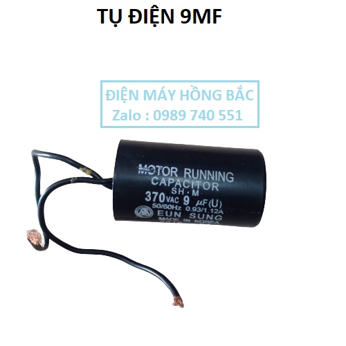 01 tụ điện 9mf 370VAC đen loại tốt dùng cho bơm nước và thiết bị điện khác