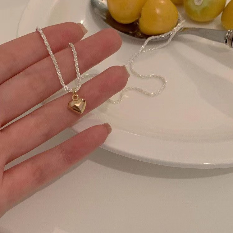 iF YOU Vòng cổ choker   mạ bạc đính ngọc trai hình trái tim thanh lịch cho nữ