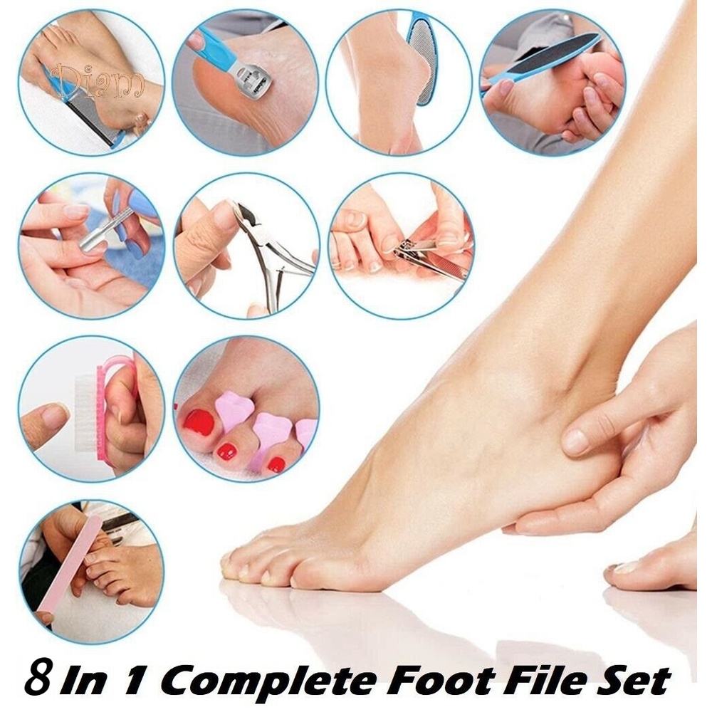 [Hàng mới về] Bộ 8 món dụng cụ chăm sóc da tẩy tế bào chết bàn chân chuyên dụng