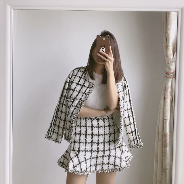 Set vest dạ tweed