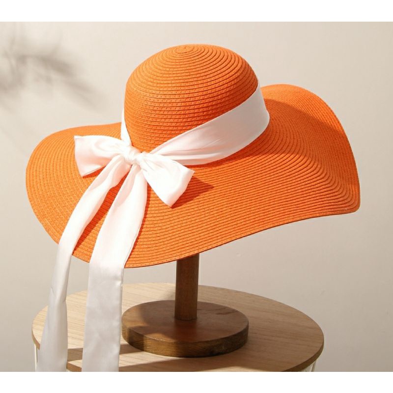 Mũ đi biển đẹp nón vành rộng nữ màu cam Lh0917399527