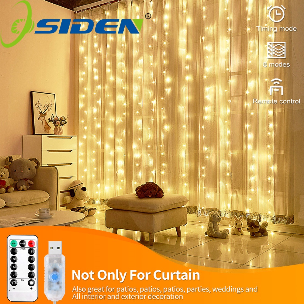 OSIDEN Dây Đèn Led 3M * 3M 300 Bóng 8 Chế Độ Kèm Điều Khiển Từ Xa Và Sạc USB Tiện Dụng Trang Trí Tiệc Cưới / Giáng Sinh