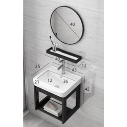 Tủ lavabo nhôm màu đen gương tròn hoặc chữ nhật