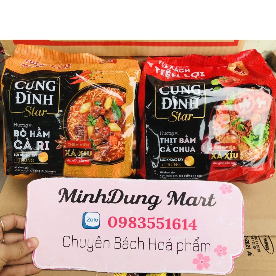 Bịch 4 gói Mì Cung Đình cao cấp thịt bằm cà chua/bò hầm cari 83g | WebRaoVat - webraovat.net.vn