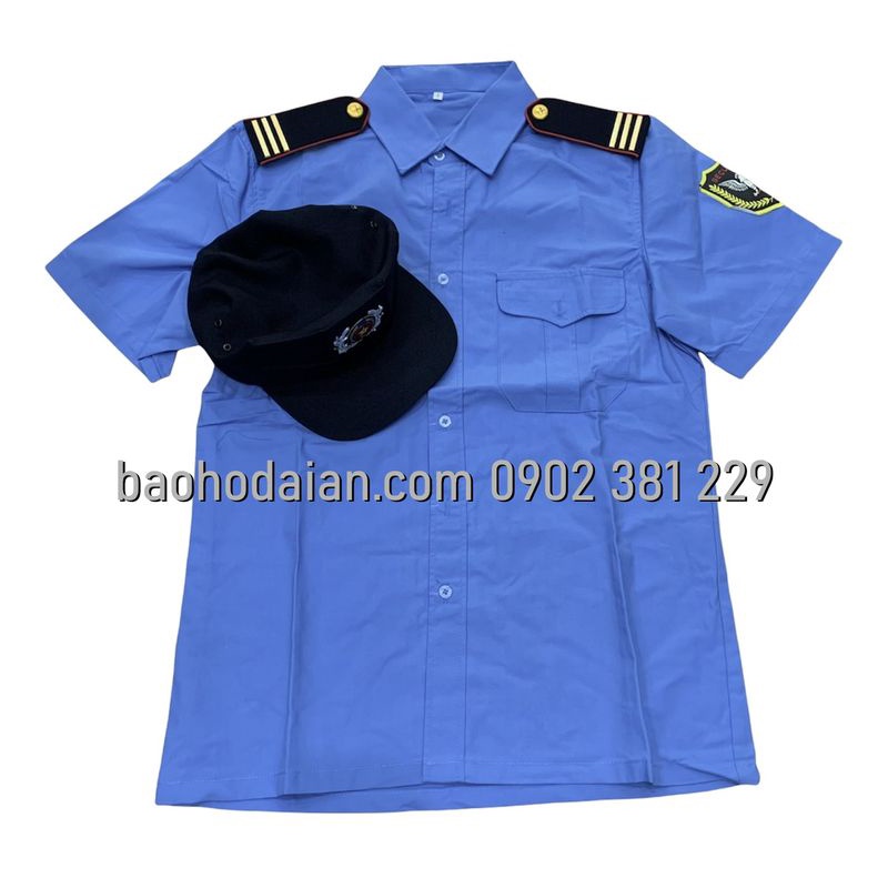 Áo bảo vệ ngắn tay logo tay kèm phụ kiện (cầu vai 4 gạch đồng + nón kèm sao)