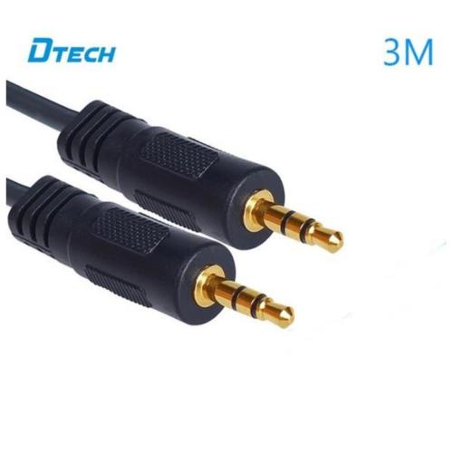 Cáp Audio 3.5mm 3m Dtech DT-6221 gắn cho điện thoại, loa nghe nhạc
