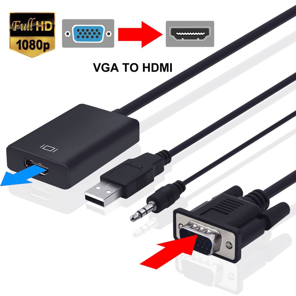 Cáp Chuyển Đổi VGA Sang HDMI Có Audio - Hàng Chất Lượng - VGA TO HDMI