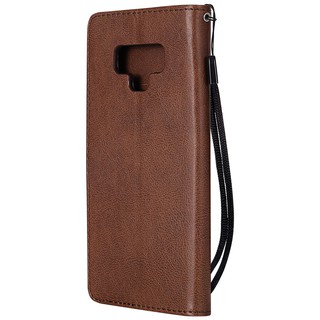 For Samsung galaxy Note 9 Plain Leather Flip Wallet Stand Phone Case Cover