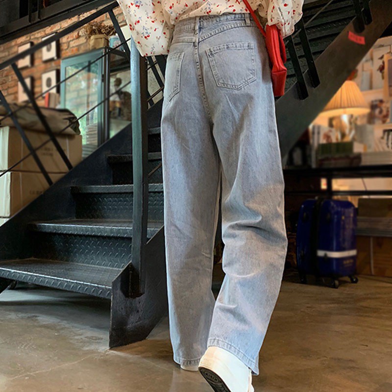 Quần Jeans Nữ Lưng Cao Ống Rộng Thời Trang