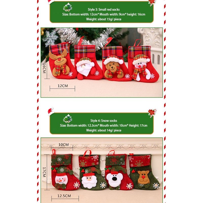 Set 4 Tất Đựng Quà Treo Trang Trí Cây Thông Noel