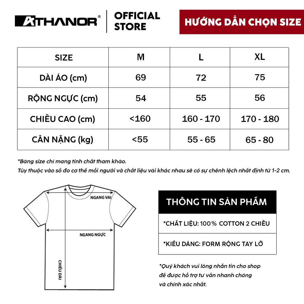 Áo thun wash nam form dáng rộng tay lỡ ATHANOR 100% chất cotton in hình mặt cười