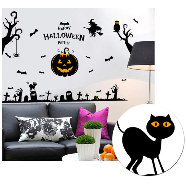 Decal trang trí tường - Halloween Bí Đỏ kinh Dị