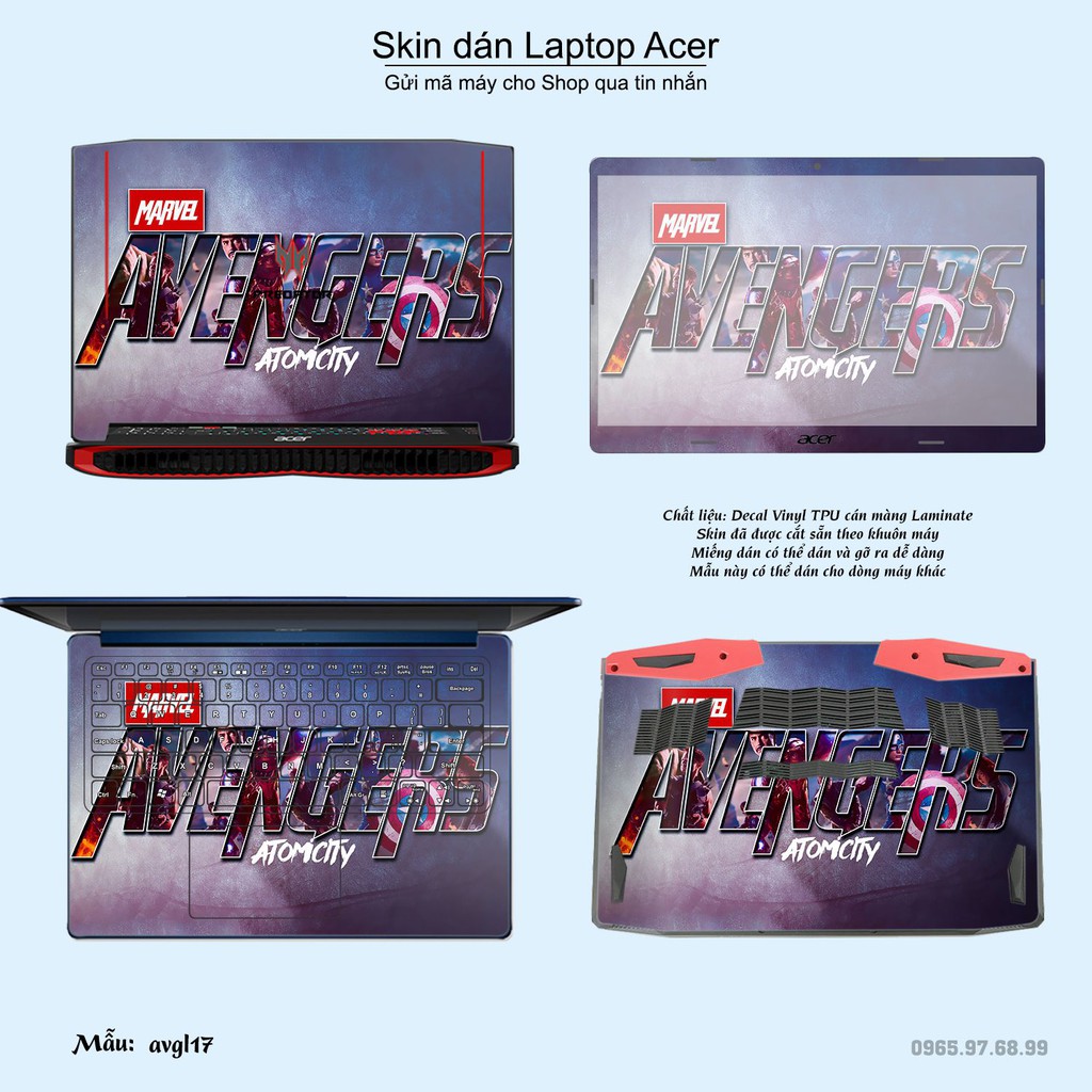 Skin dán Laptop Acer in hình Avenger _nhiều mẫu 4 (inbox mã máy cho Shop)