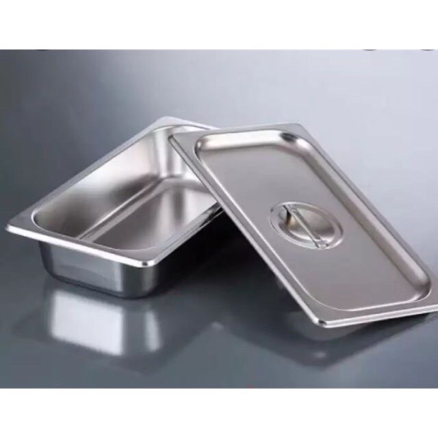 Khay inox GN 1/4, khay inox đựng thạch trà sữa loại inox 304 Cao Cấp 1/4