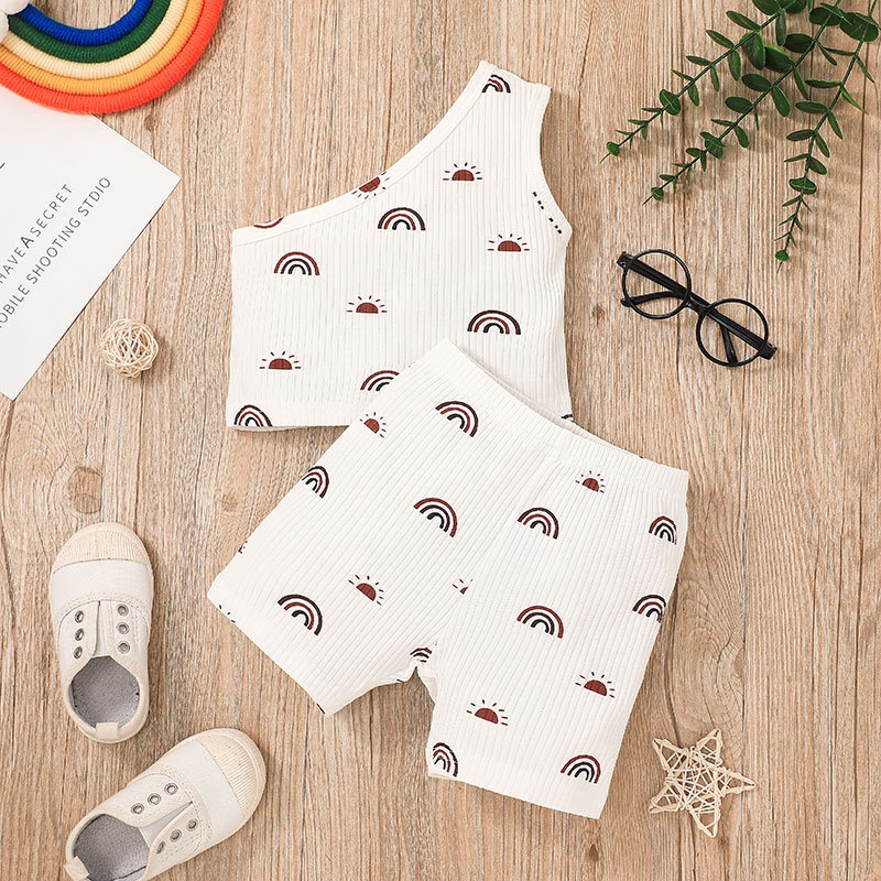 Combo bộ đồ bé gái 1-5 tuổi không tay áo croptop quần đùi set thời trang cho bé trẻ em
