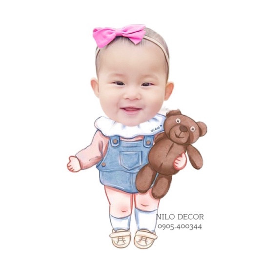 Hình chibi sinh nhật  cao 25cm, thiết kế chibi sinh nhật cho bé trang trí tiệc sinh nhật