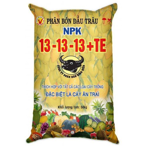 PHÂN NPK ĐẦU TRÂU XANH 13-13-13+TE gói 1kg