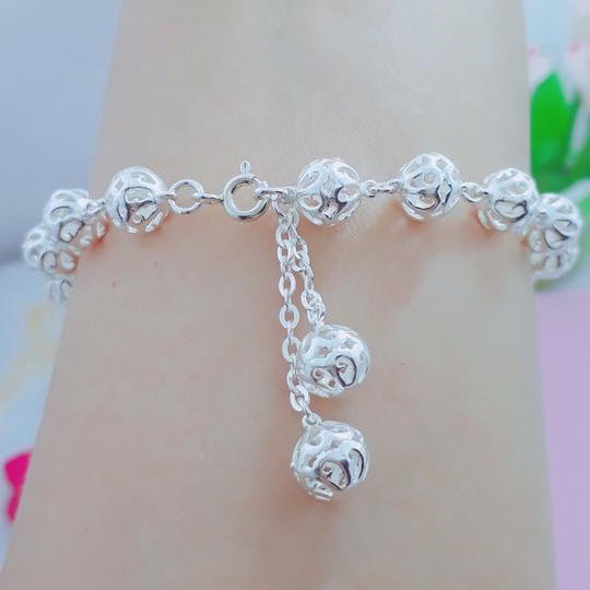 Lắc Tay Bạc Nữ Họa Tiết Quả Cầu