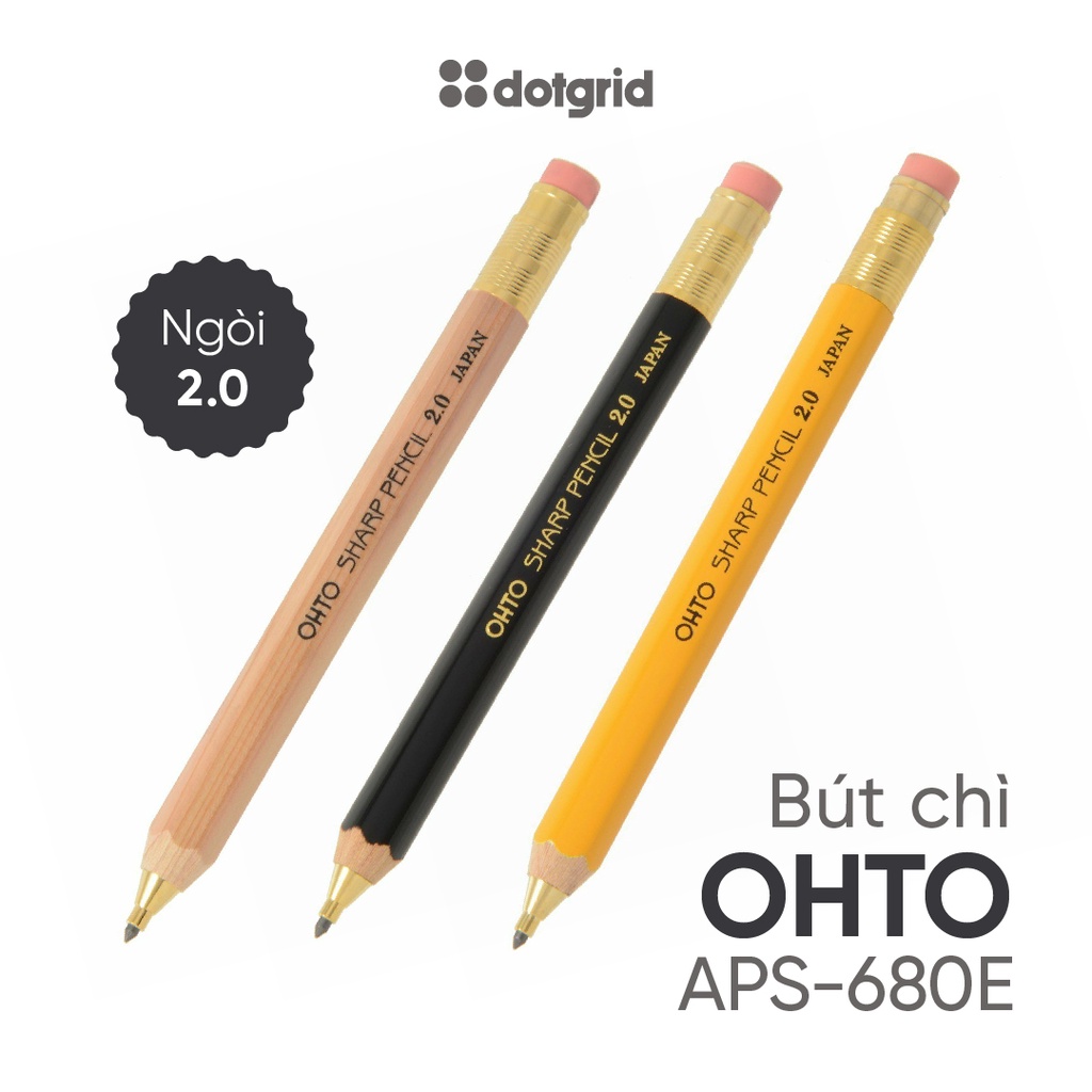 Bút chì bấm cơ học Ohto Sharp Pencil APS-680E 2.0mm chính hãng Nhật Bản
