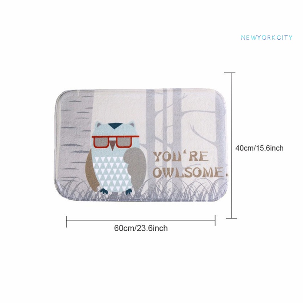 Thảm lót cửa chùi chân Mềm Mại In Họa Tiết Cú Hoạt Hình Dễ Thương