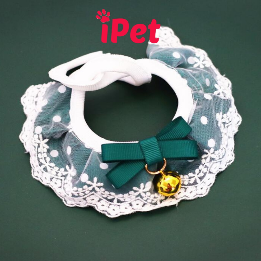 Vòng Cổ Yếm Ren Kèm Chuông Dễ Thương Cho Thú Cưng Chó Mèo - iPet Shop