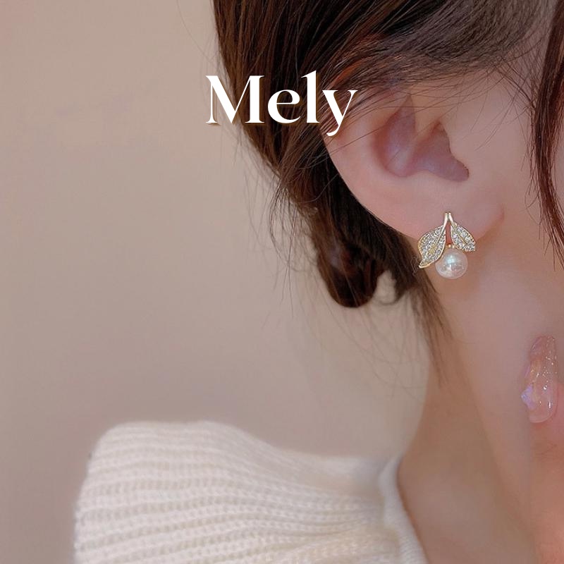 [HÌNH CHỤP THẬT] Bông tai ngọc nhân tạo đính đá sang trọng cao cấp chuôi bạc 925