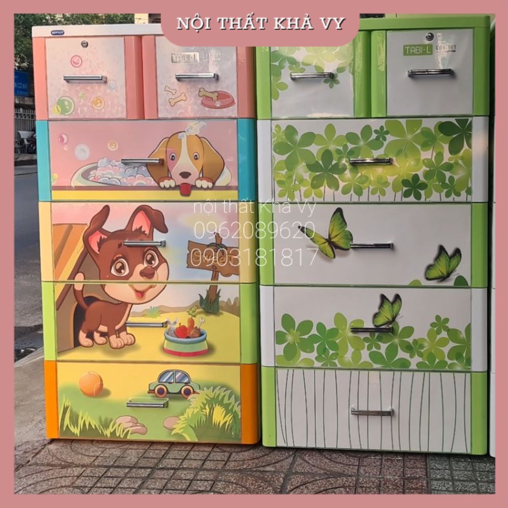 Tủ nhựa Duy Tân 5 ngăn, nhiều họa tiết dễ thương, đáng yêu cho bé – Nội thất Khả Vy