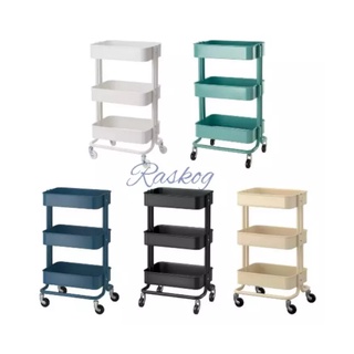 KỆ 3 TẦNG CÓ BÁNH XE RASKOG IKEA (Trắng, đen, xanh rêu, xanh ngọc, hồng, nâu)