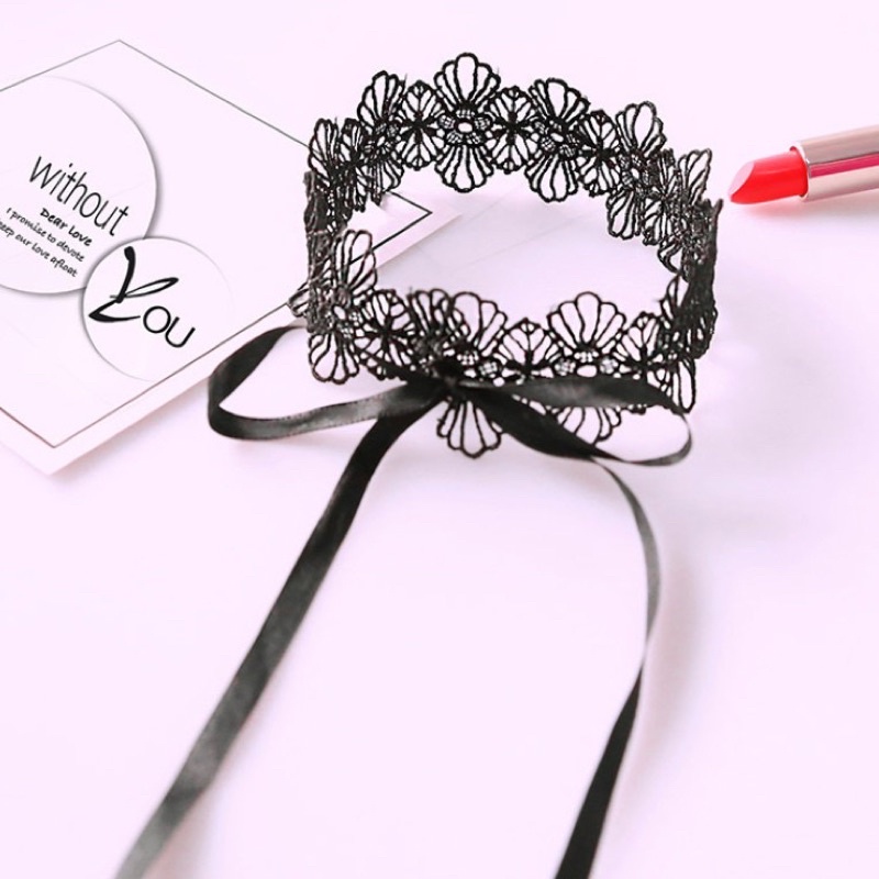 Vòng cổ choker ren thắt nơ quyến rũ (nh)
