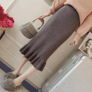 Chân váy đuôi cá dệt kim lưng cao phong cách retro