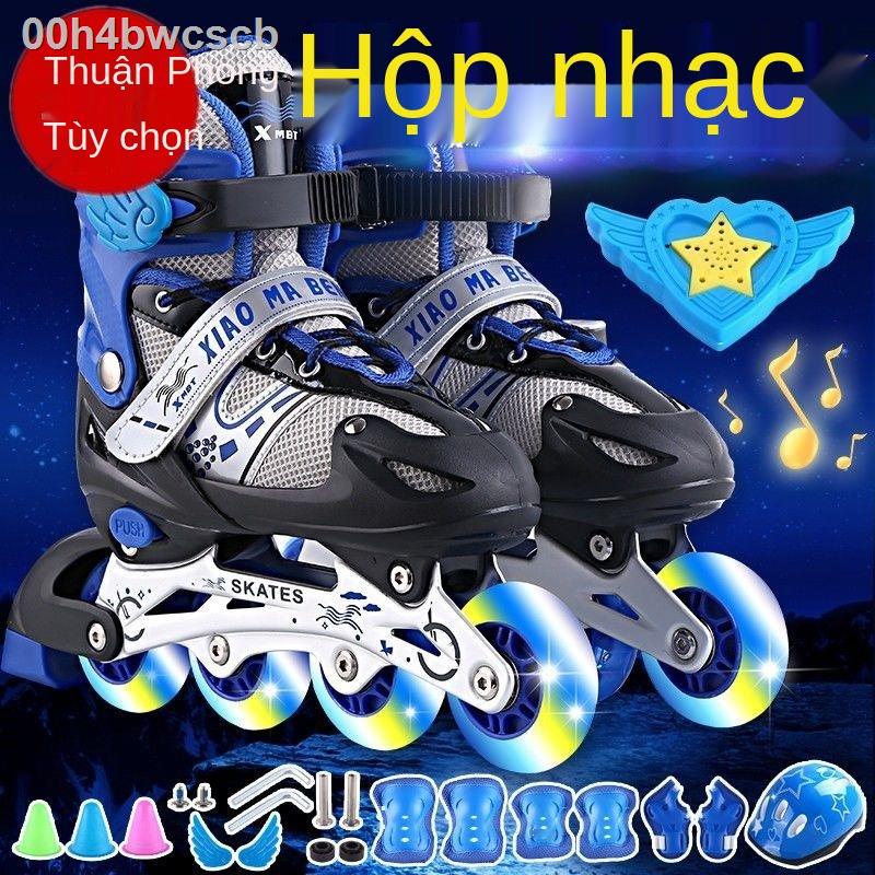☎№Trượt patin trẻ em trọn bộ của nam và nữ nội tuyến 3-4-5-6-8-10-12 tuổi cho mới bắt đầu