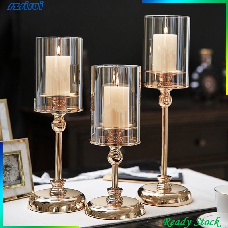 Giá Đỡ Nến Bằng Kim Loại Và Thủy Tinh Trang Trí Phòng Ăn