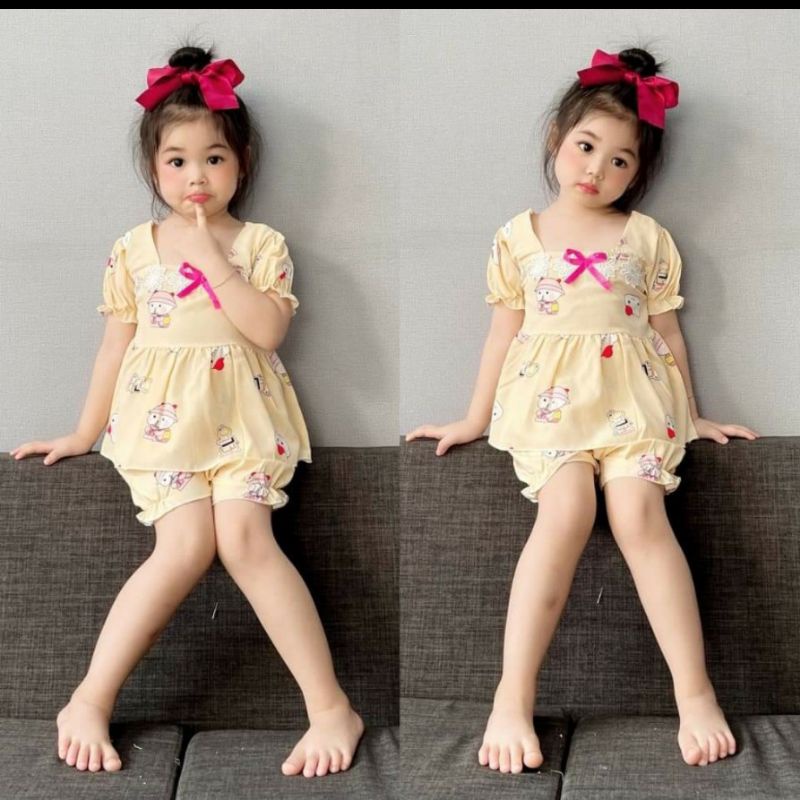 (8-20kg) Bộ lụa đùi babydoll bé gái cao cấp