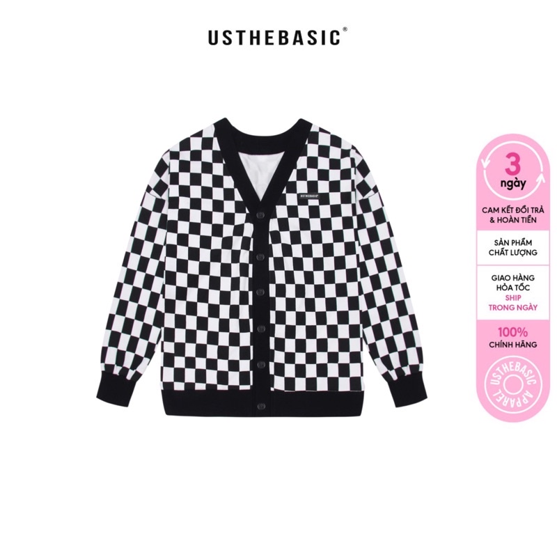 Usthebasic - Áo khoác Checkerboard Fabric Cardigan