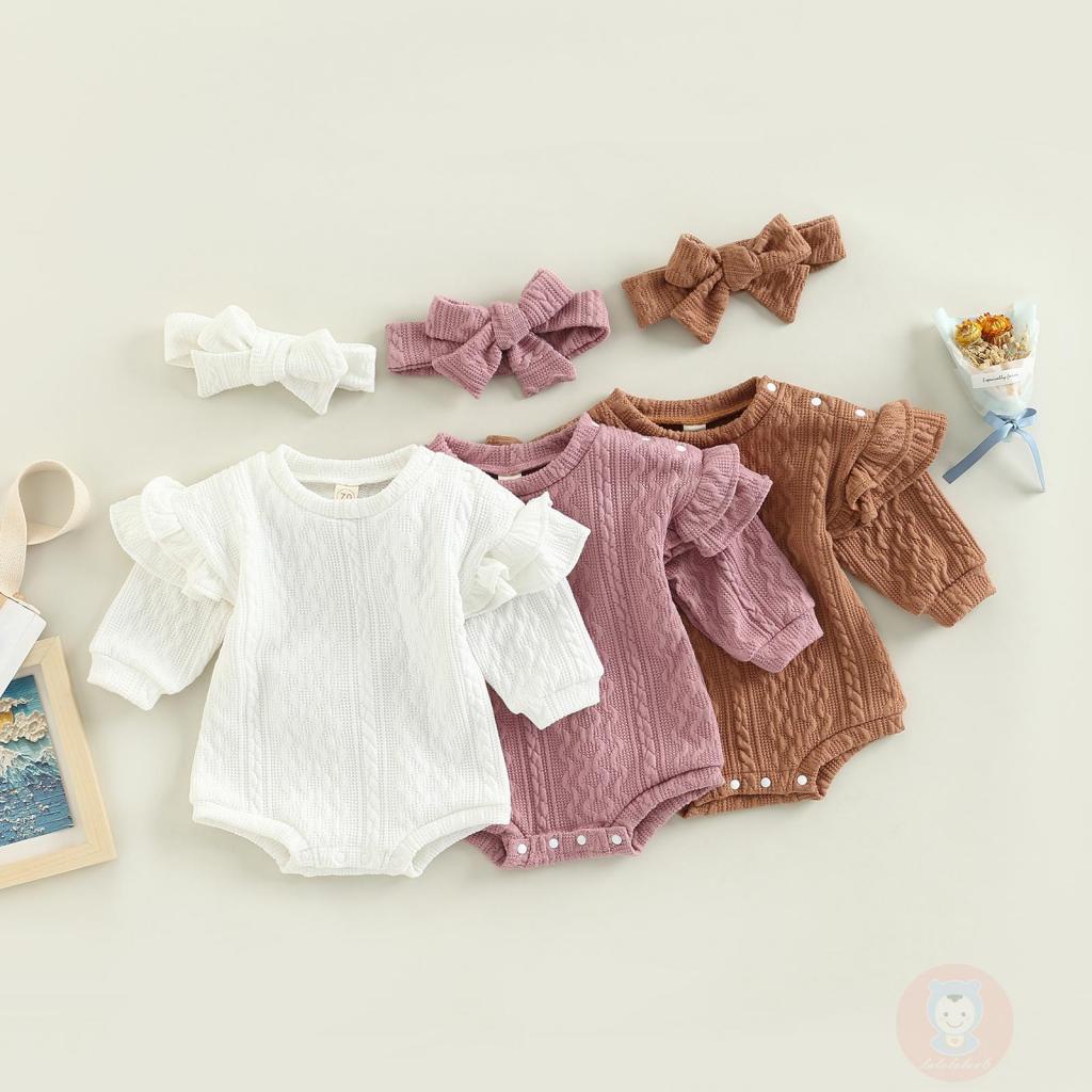 Bộ Áo Liền Quần Tay Cánh Tiên Dệt Kim Cổ Tròn Màu Sắc Dễ Thương Cho Bé LAA6